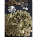 UK coin collection, large number of brass Threepence.