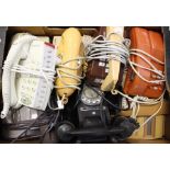 A collection of ten assorted vintage telephones (1 box)
