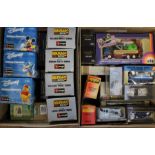 Two boxes of assorted boxed model cars to include: Bburago; Solido; Burago Disney; Siku and others