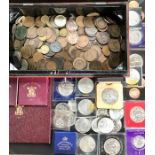 UK & World Coins, with Commemorative Crowns and 1951 Festival of Britain 9 coin set (missing Penny).