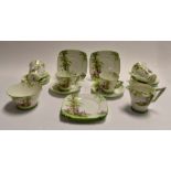 A mid 20th century, Royal Albert 'Greenwood Tree' tea set, including: six trios, a sugar bowl and