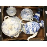 A collection of early 19th Century Chinese ceramics, and early 20th Century Wedgwood blue and