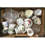 A Paragon china tea set, together with Aynsley, Derby Posies and cut glass vases etc (1 box)