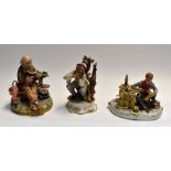 A collection of three Capodimonte figures comprising: The Hunter, Reader and Doll Maker. (3)