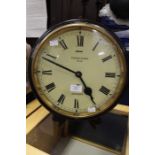 Yonge & Sons, Strand, London; An early 20th Century, ebonised round wall clock, face approx. 30cm,