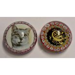 **AUCTIONEER TO ANNOUNCE CHANGE IN ESTIMATE** Two mid 20th Century paperweights, one with cat design
