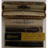 A boxed Croxley fountain pen, (Dickenson product), Conway standard pen boxed, empty fountain pen box