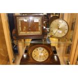 A collection of three mantle clocks, 20th century, one Made in Great Britain and having Roman