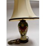 A modern Moorcroft table lamp, with shade, height to top of lamp, approx. 39cm, with shade,