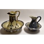 Two late 19th Century wash bowls and jugs. (4)