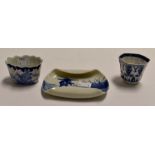 A collection of three blue and white, 18th Century, possibly early 19th Century, Chinese pickle