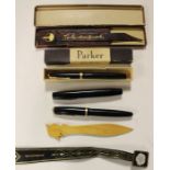 Parker Pens x 3 with bookmarks