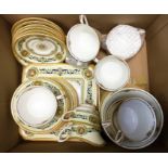 A Royal Worcester Empire part tea set, eight place settings, comprising cups, saucers, side