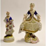 An early-mid 19th Century, Derby figure of a lady, with Dresden marks, circa 1830, together with