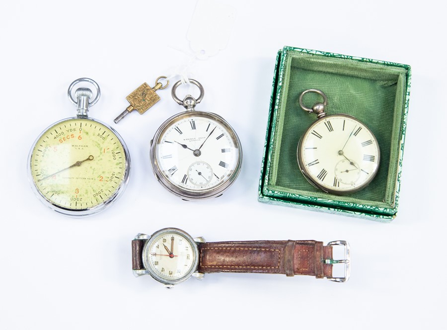 Four assorted watches to include a military issue stop watch, U4445, a 1940's Incabloc wristwatch