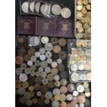 Collection of UK and World Coins with amount of World Banknotes.