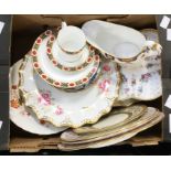 Royal Crown Derby Royal Antoinette, two tea plates and dish, Mikado Ambassador trio and other