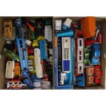 Quantity of play worn Die-cast vehicles including Matchbox, Corgi, Dinky etc (2 boxes)
