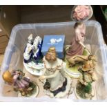 A collection of Capodimonte figures and various ceramics
