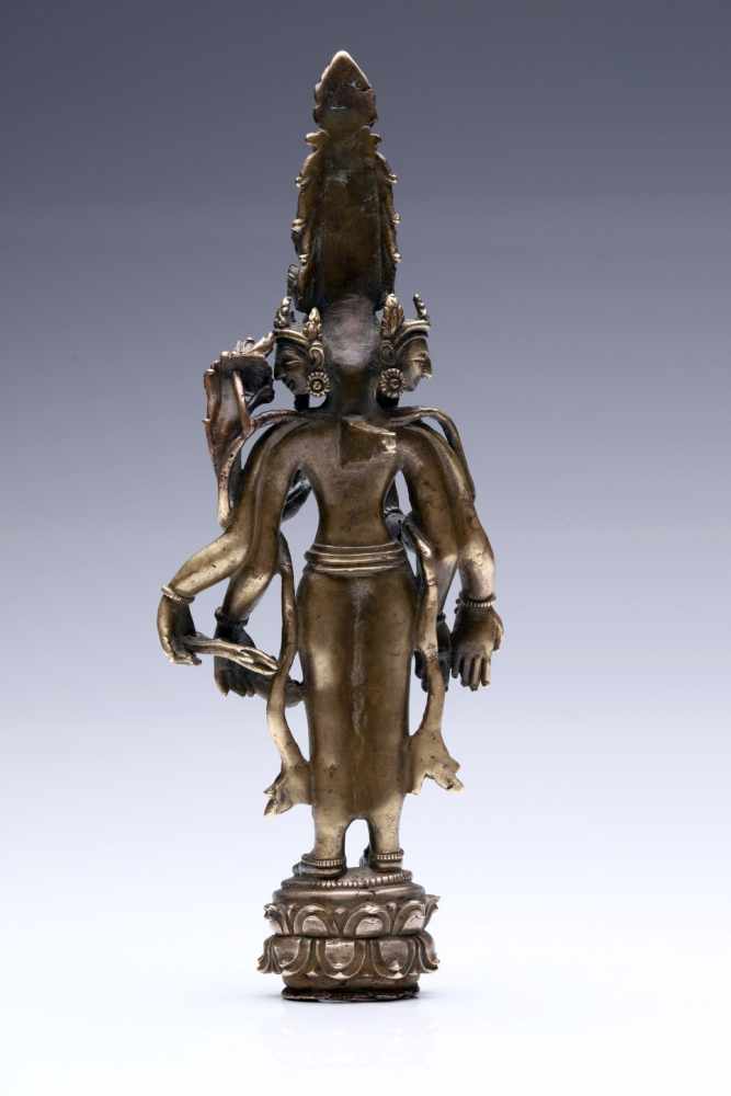 AvalokitesvaraBronze,Tibet, 18th century or earlier, in Pala Dynasty style,H: 24,5 cm11-headed and - Image 4 of 4