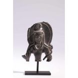 Bust of PadmapaniBronzeSwat-Valley, 6th - 7th centuryH: 7 cmA bust of the „lotus holder“ with a