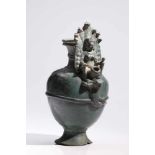 Manasa Waterpot Bronze, India, 12th century, Pala Dynasty H: 18,5 cm Bronze vase with bulbous