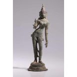 ParvatiBronze,South-India, 10th / 11th centuryH: 17 cmStanding in tribhanga pose on a lotus base.