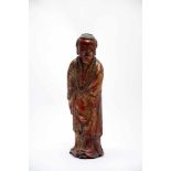 ScholarWood red paintedVietnam18th ctH: 32 cmThis red and gold lacquered statue shows a scholar in a