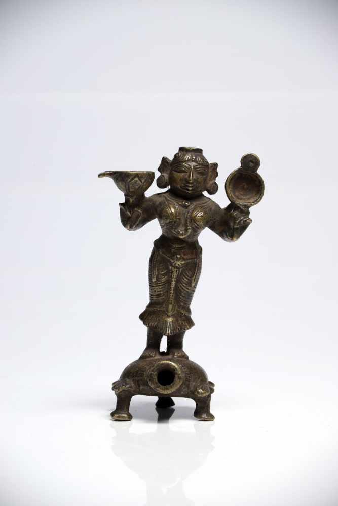 Dipa Lakshimi oil lampBronzeSouth India17th ctH: 12 cm Dipa Lakshimi is the goddess of fertility and