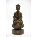 ScholarWood carvingChina 19th ctH: 25 cmBodhisattva in lotus seat on a lotus patel with hands in