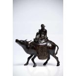 Incense BurnerBronzeChina17th ctH: 17 cmLaozi, the Sage philosopher, sitting comfortably on a