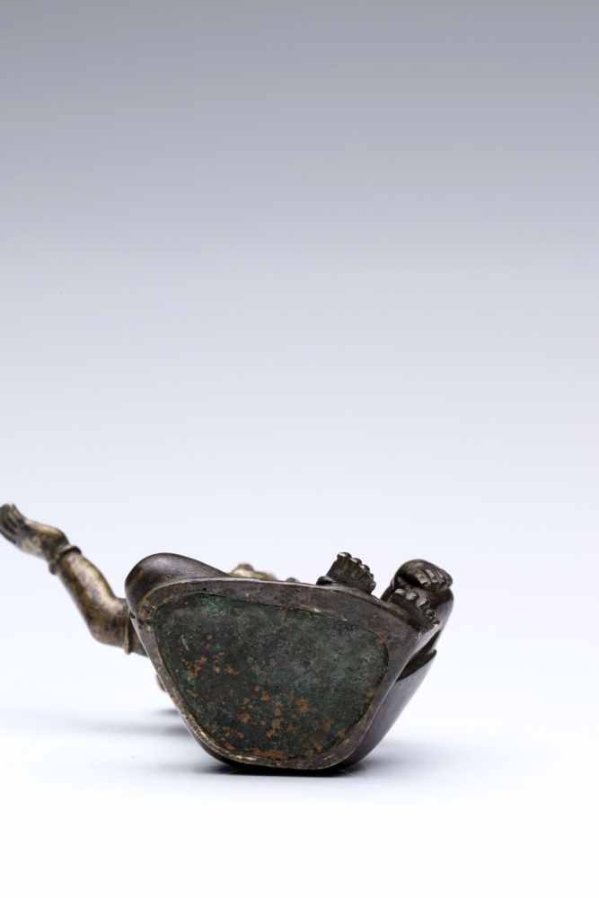 MahasiddaBronze with Silver inlays,Tibet, 12th century, Pala DynastyH: 6,5 cmMahasiddhas are - Image 5 of 5