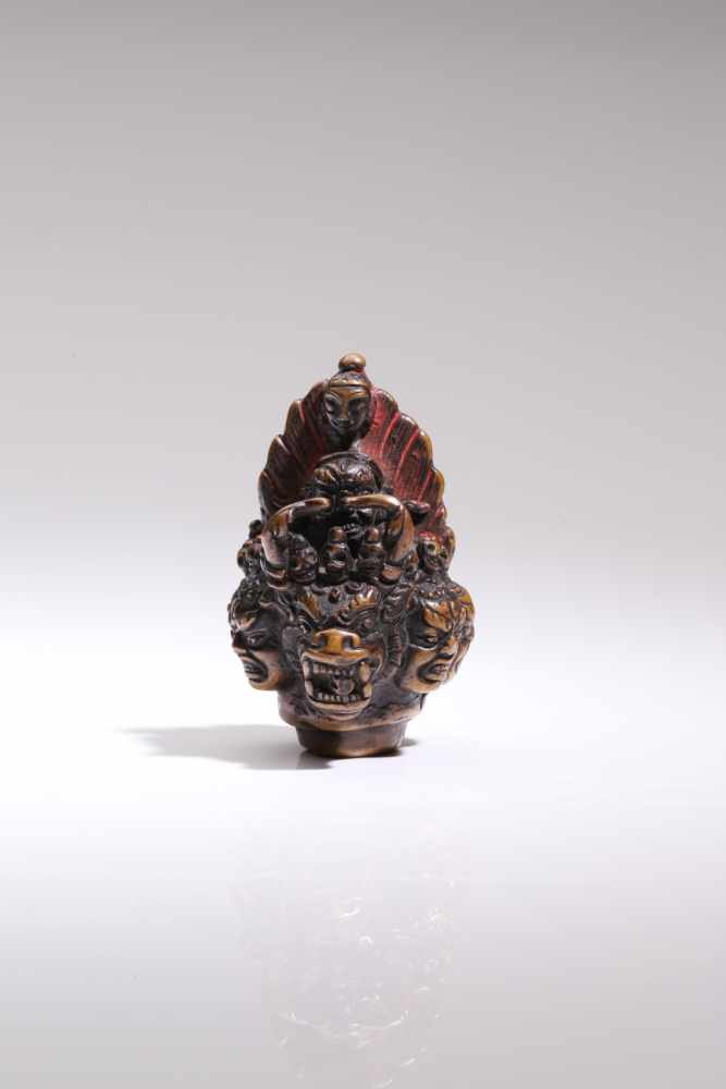 Head of a YamantakaBronze,Tibet 18th century or earlierH: 6 cmA wrathful expression of Manjushri,