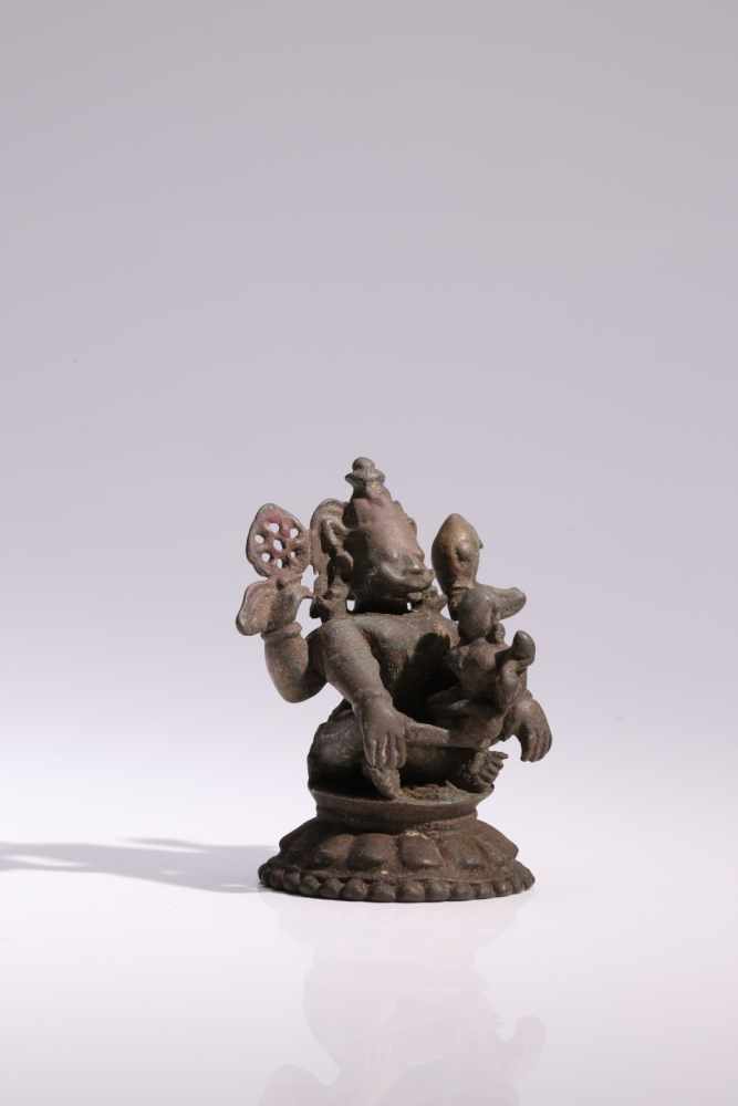 NarasimhaBronze,India 12th century,H: 8 cmNarasimha or „man-lion“ is an avator of Vishnu, partly man