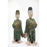 Two Chinese OfficialsPainted earthenwareChinaMing DynastyH: 33 cmTwo funerary statues of Chinese