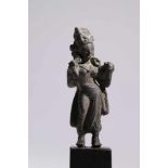 TaraBronze with Silver Eyes,Swat Valley, 7th to 9th centuryH: 10 cmStanding Tara with a lotus flower