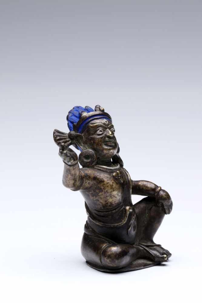 MahasiddaBronze with Silver inlays,Tibet, 12th century, Pala DynastyH: 6,5 cmMahasiddhas are - Image 2 of 5