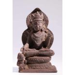 BuddhaBronze with Silver eyes,Swat Valley 10th centuryH: 14 cmSitting Buddha on double lotus base
