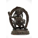 VajrapaniBronzeTibet18th ctH: 21 cmVajrapani in one of his many angry manifestations. His body is