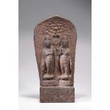 TWO GUANJINiron,China, 10th century,Size: 49 cmCast in higher rectangular form, the front and the