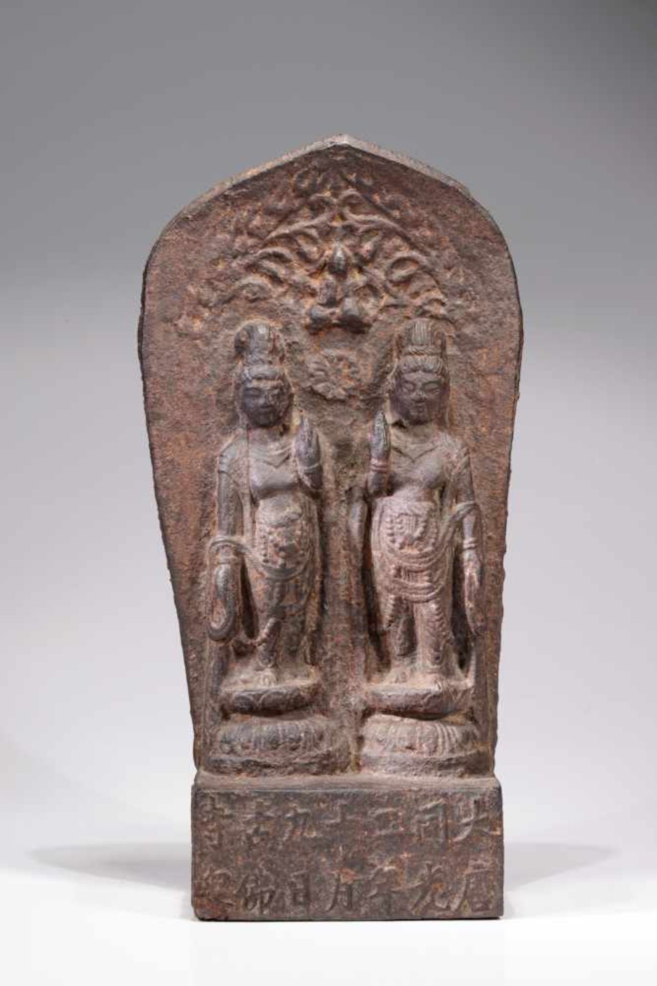 TWO GUANJINiron,China, 10th century,Size: 49 cmCast in higher rectangular form, the front and the