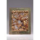 TEMPLE DECORATIONwood carvedChina, 19th century,Size: 24 cmTemple decoration showing a scene in