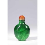 SNUFF BOTTLEbeijing glass imitates jadeite,China, 19th century, Qing Dynasty,Size : 8 cmSmall disk-