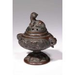 INCENSE BURNERbronze,China, 18th century,Size: 10 cmIncense burner with stem. The lower part is