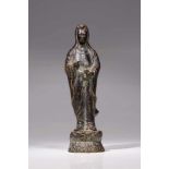 GUANYINbronze,China, 19th century,Size: 20 cmStanding Guanyin on lotus base holding a vase in the