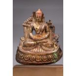 BUDDHAcopper repousse,Nepal, 15th century,Size: 14 cmSitting Buddha in meditative posture on a lotus