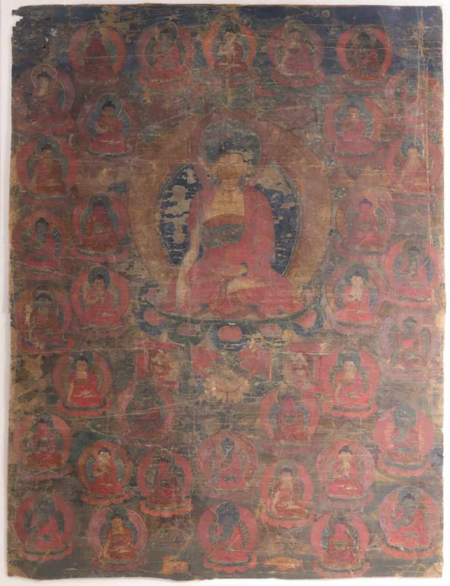 THANGKA DEPICTING BUDDHAMineral pigments on cotton,Tibet, 18th centuryDimensions Painting: Height 65