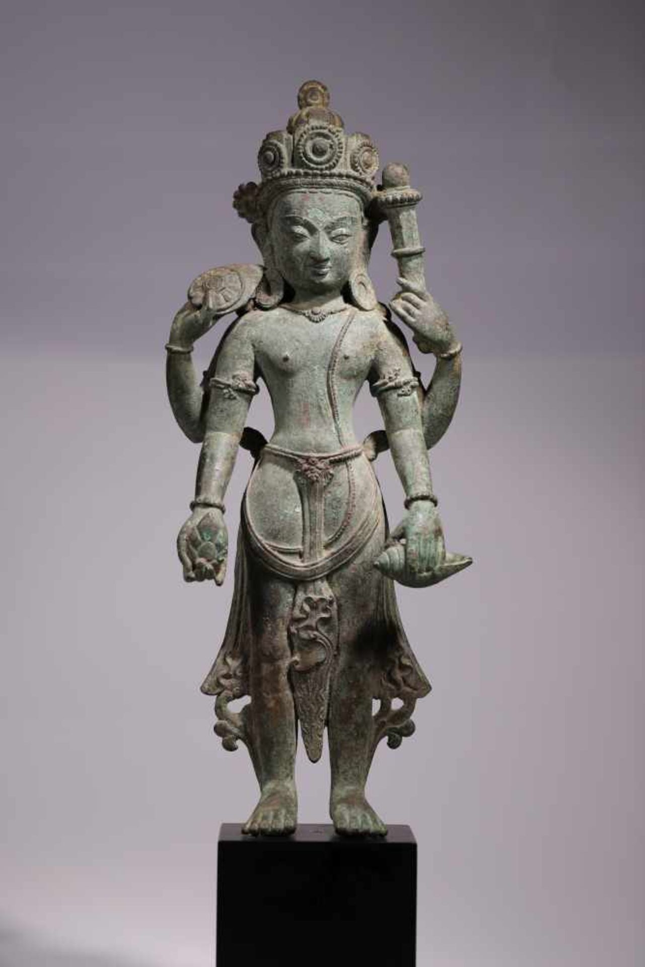 EXTREMLY LARGE VISHNUBronze,Nepal, 13th century styleDimensions: Height 57 cm / Wide 23 cm / Depth