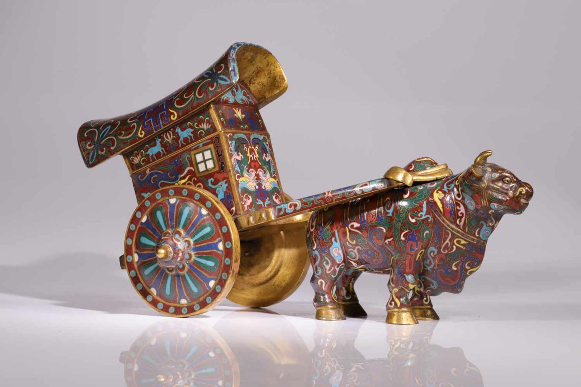 OX-CARTCloisonnèChina, late Qing DynastyDimensions: Height 26 cm / Wide 50 cm / Depth 23 cmWeight: