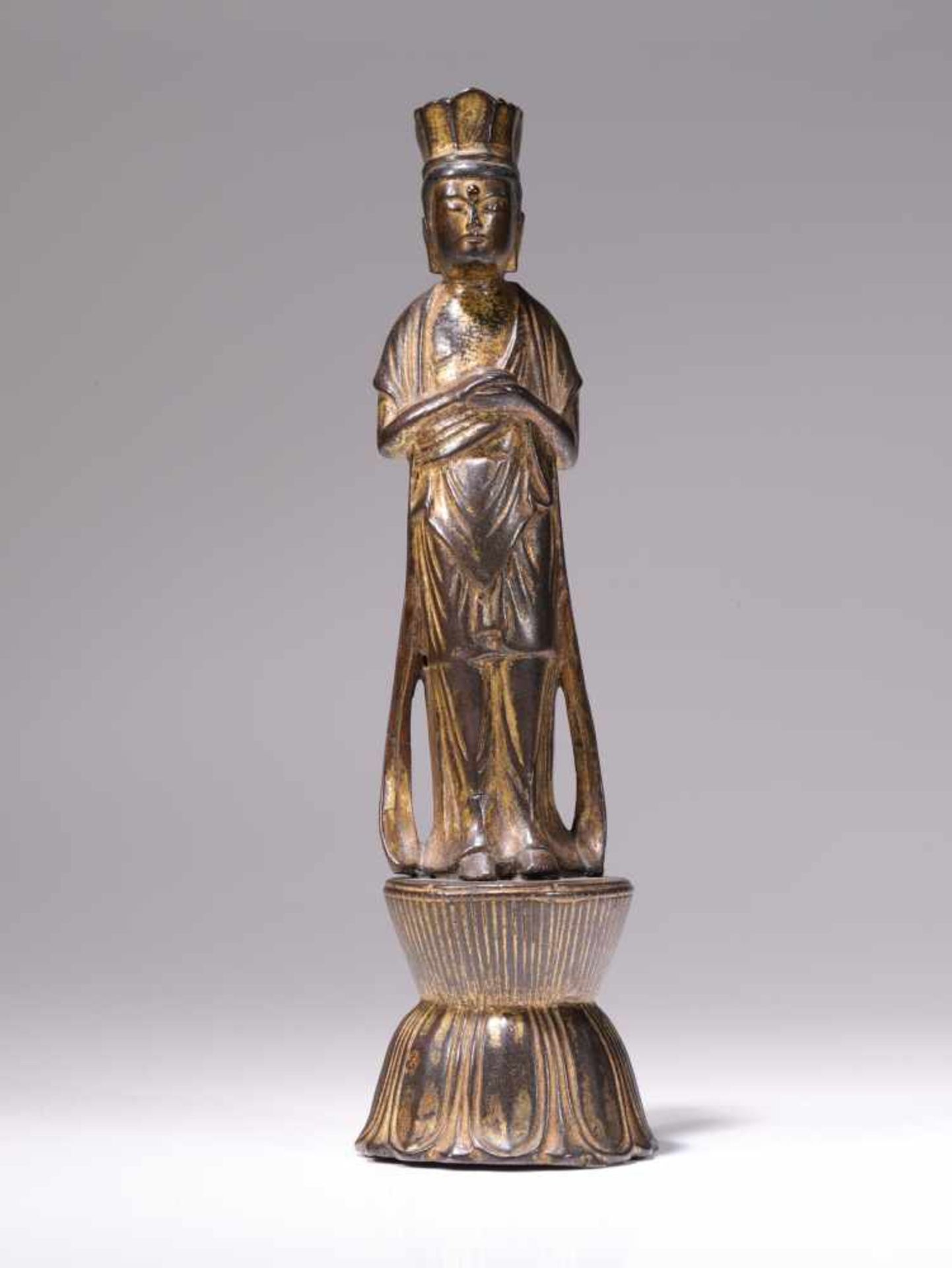 STANDING BOSATSUBronze with restgilding,Japan, Kamakura period or early muromachi period,Dimensions: